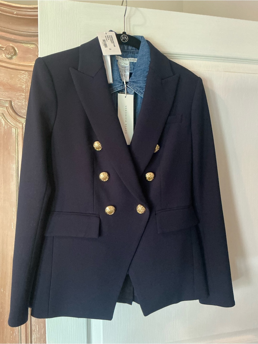 ‼️NWT Veronica Beard Navy Dickey Jacket with gold buttons and  Denim Dickey - Picture 2 of 5